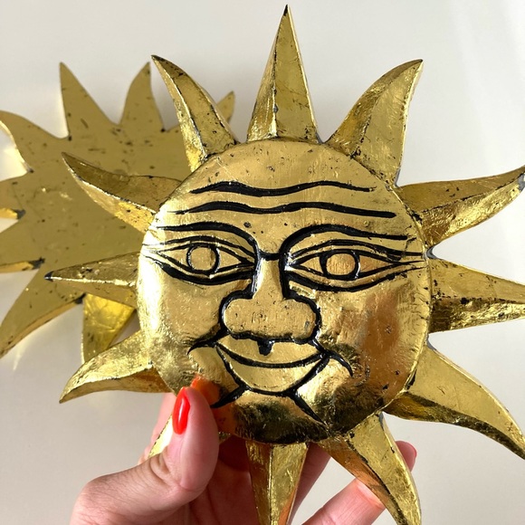 Boho Wooden Sun Wall Decor Set of 2 - Picture 3 of 6